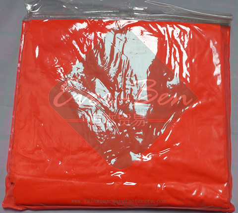 Orange red womens rain poncho packable bag